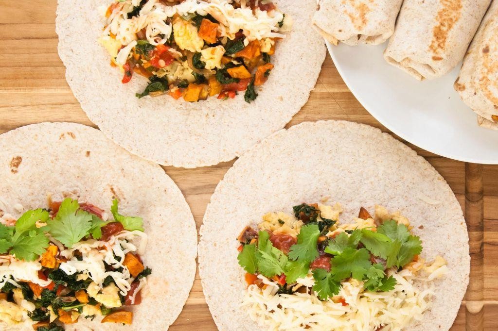 Breakfast Burrito with Sweet Potato and Kale