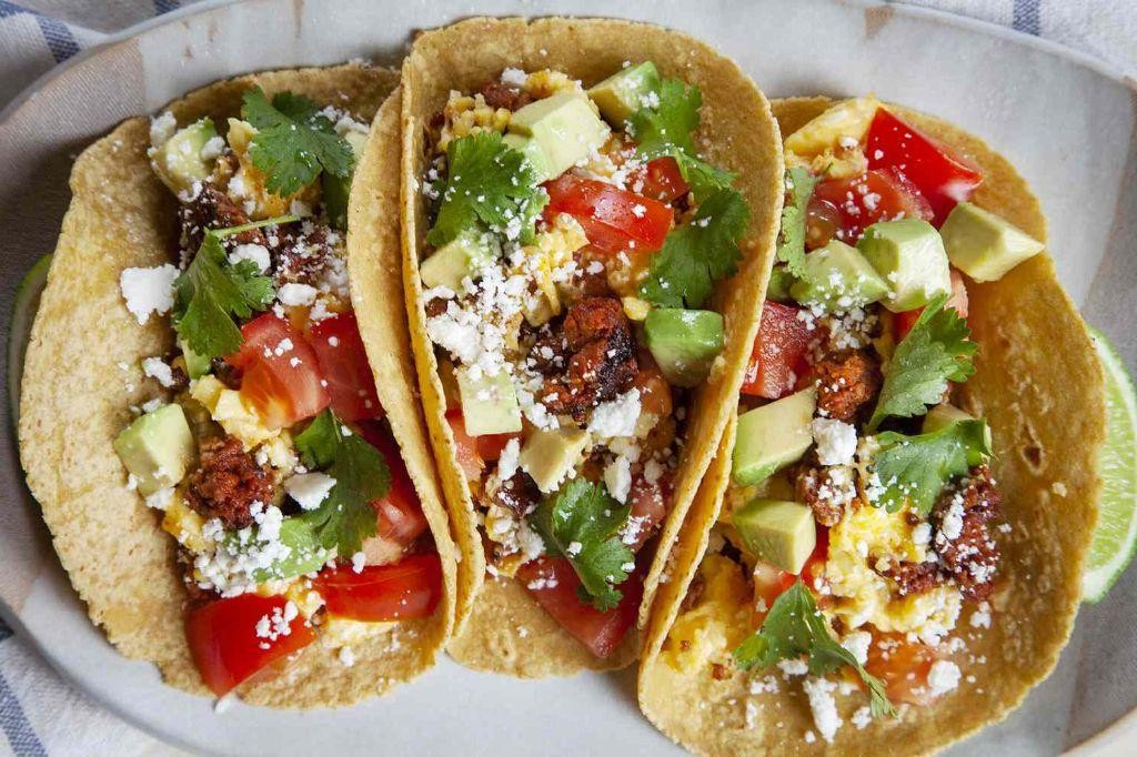 Breakfast tacos with chorizo