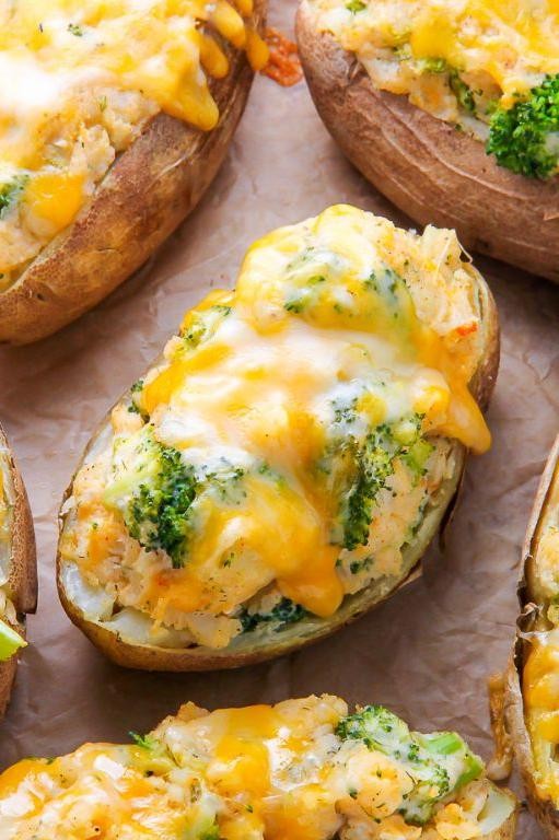 Broccoli and Cheddar Stuffed Potatoes