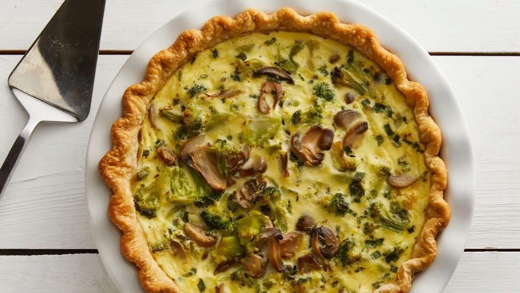 Broccoli and Mushroom Quiche with Gruyère