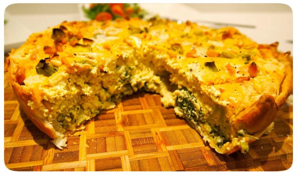 Broccoli and Pesto Quiche with Pine Nuts