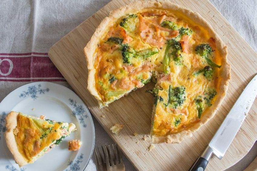Broccoli and Smoked Salmon Quiche