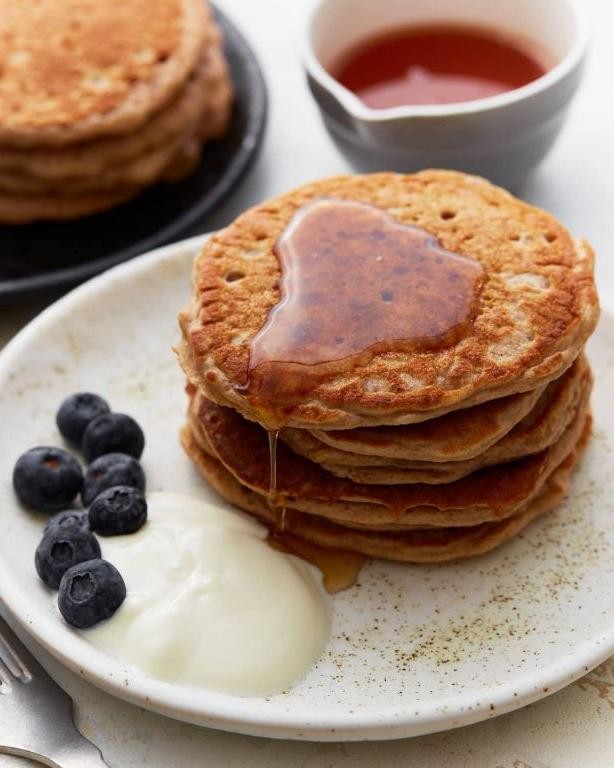 Buckwheat Microgreen Pancakes with Maple Syrup