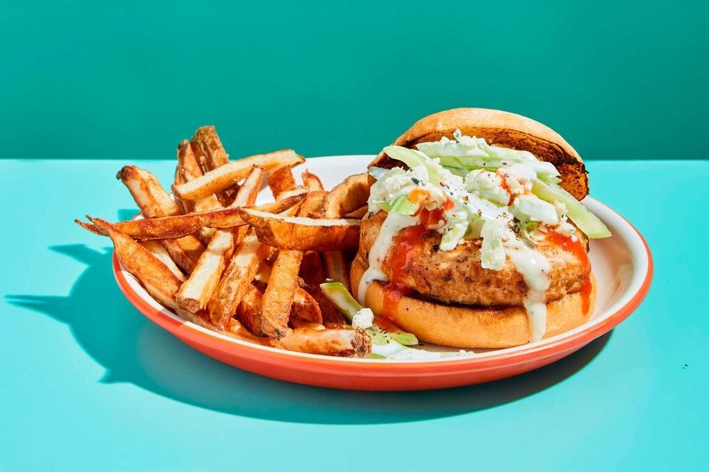 Buffalo Chicken Burger with Blue Cheese Dressing