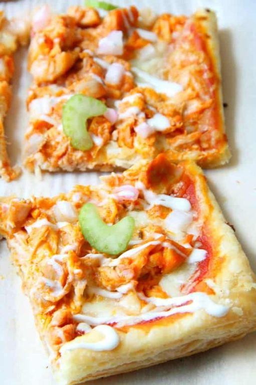 Buffalo Chicken Puff Pastry Pizza