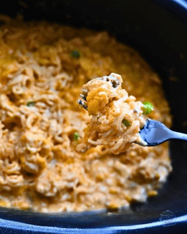 Buffalo Chicken Ramen with Blue Cheese Crumbles