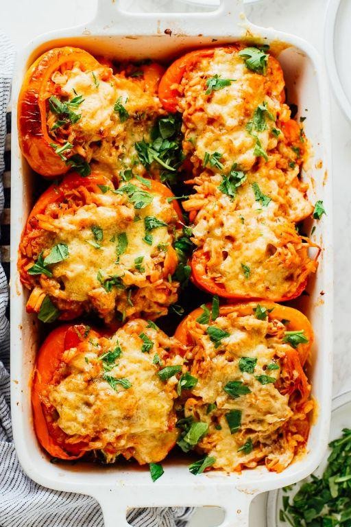 Buffalo Chicken Stuffed Pepper Casserole
