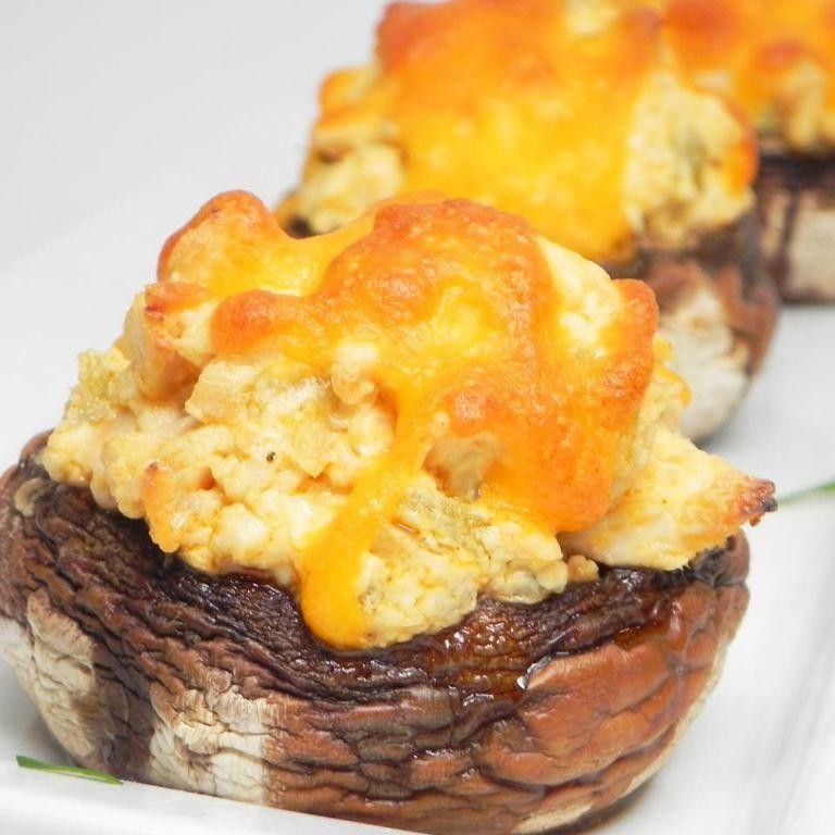 Buffalo Chicken Stuffed Portobello Mushrooms