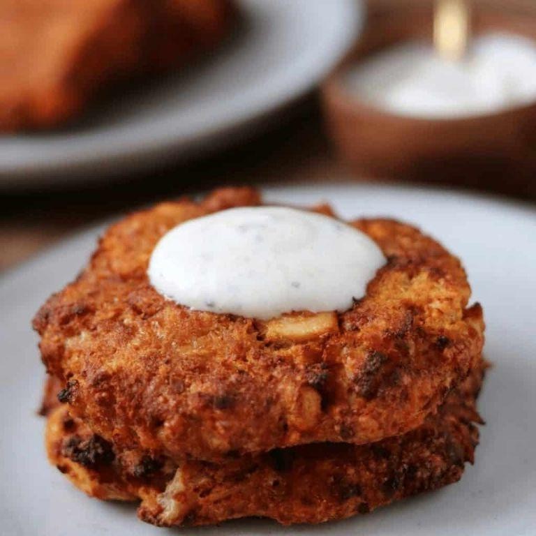 Buffalo Tuna Cakes with Blue Cheese Dressing