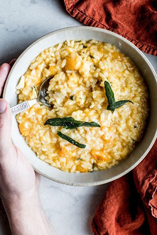 Calabaza Squash Risotto with Parmesan and Sage