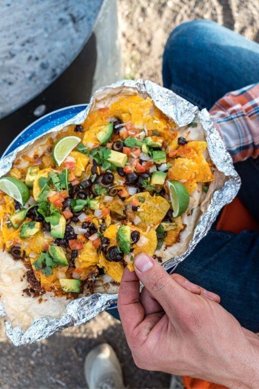 Campfire Nachos in Foil