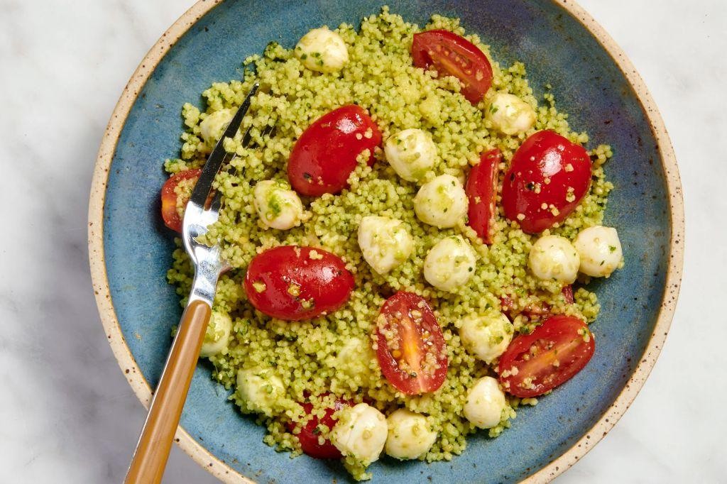 Caprese Couscous Salad with Mozzarella and Basil