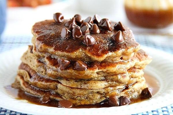 Caramel Chocolate Chip Pancakes