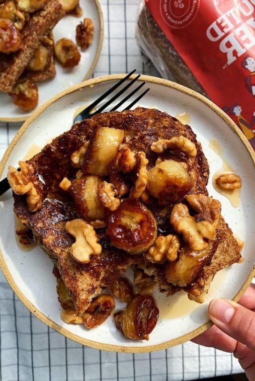 Caramelized Banana Walnut Stuffed French Toast