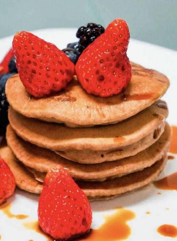 Carob Powder Pancakes with Maple Syrup