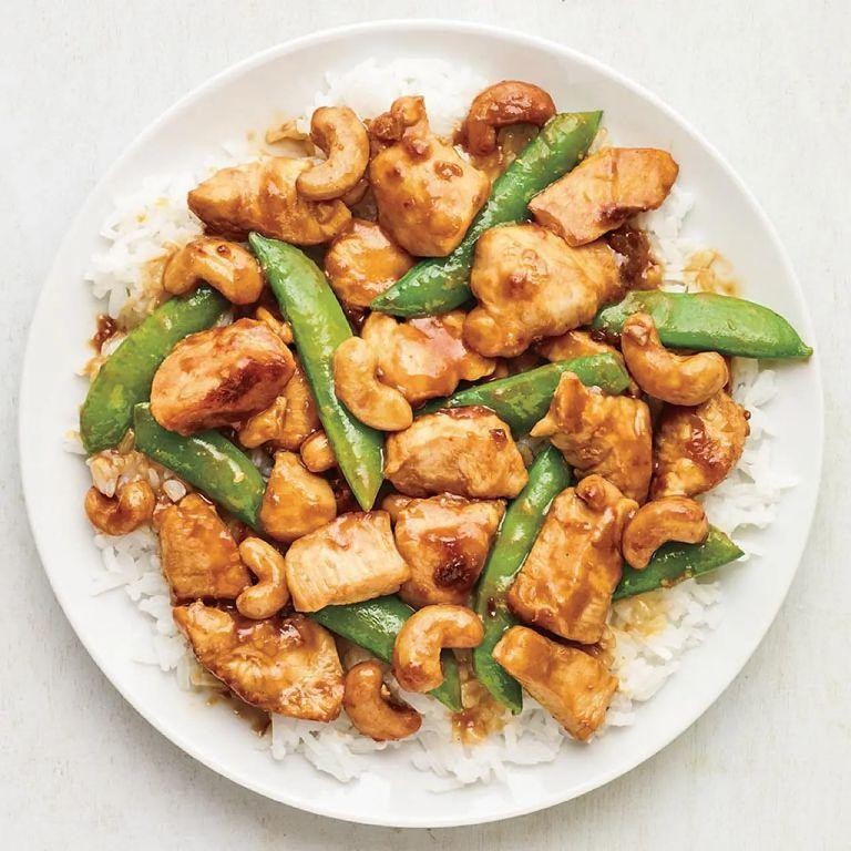 Cashew Chicken with Snow Peas and Carrots