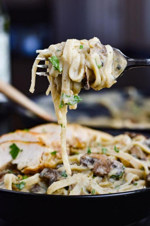 Cauliflower Mushroom Alfredo Pasta