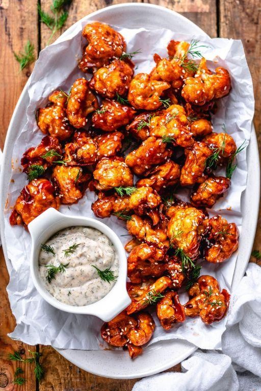 Cauliflower Mushroom Buffalo Wings