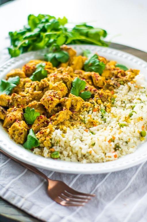 Cauliflower Rice with Slow Carb Chicken Curry