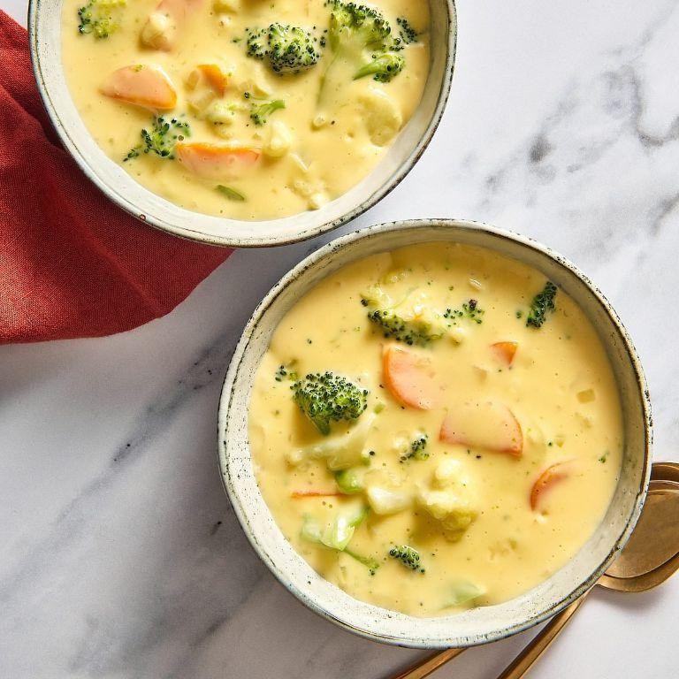 Cauliflower and Broccoli Cheese Soup