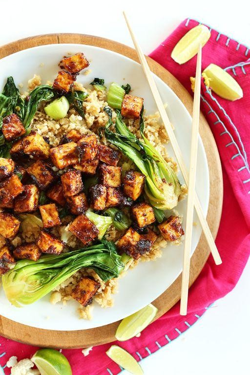 Cauliflower rice stir-fry with tofu