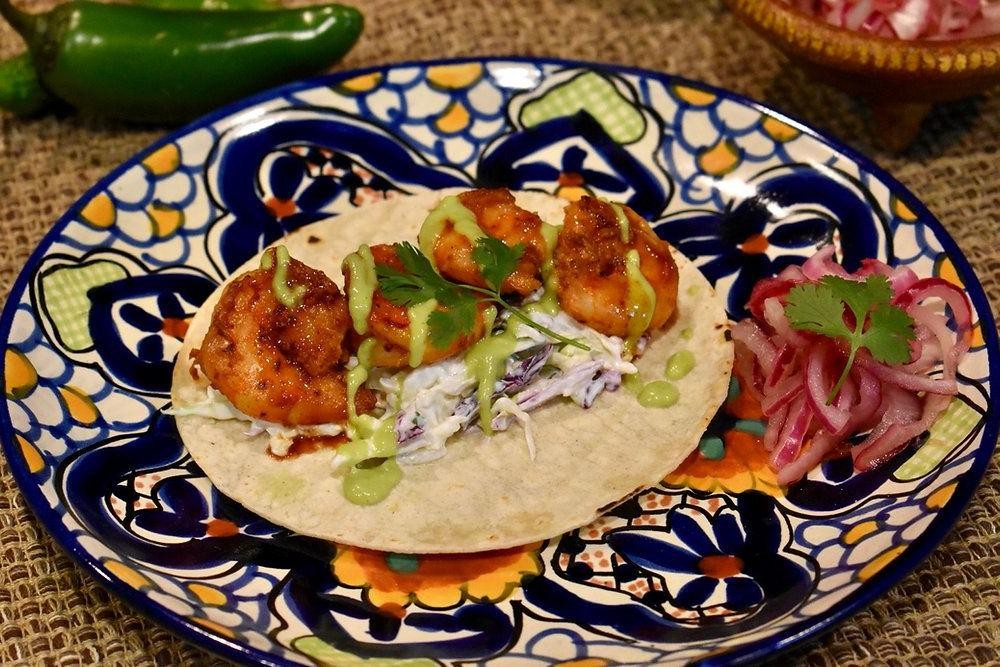 Chamoy Marinated Shrimp Tacos