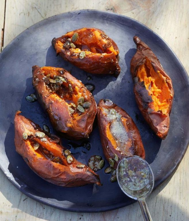 Chamoy Roasted Sweet Potatoes