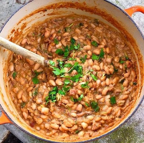 Charro Beans with Crispy Chorizo Topping