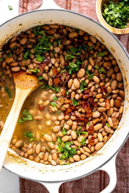 Charro Beans with Crispy Fried Onions