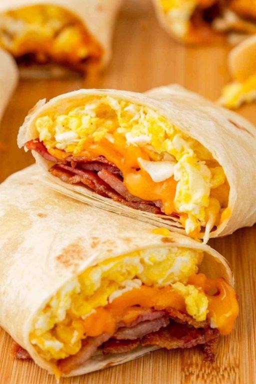 Cheesy Bacon and Egg Breakfast Burrito