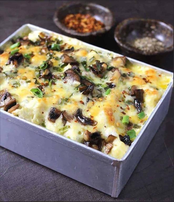 Cheesy Cauliflower Mushroom Casserole