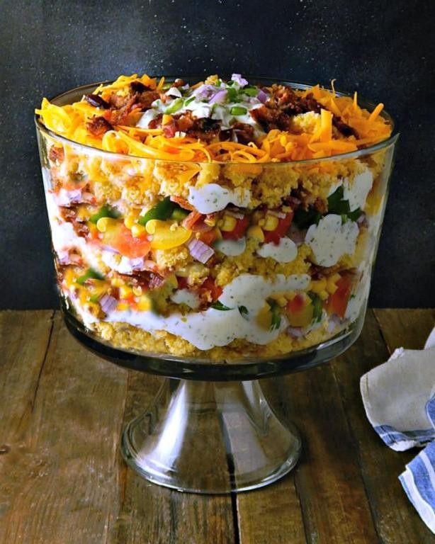 Cheesy Cornbread Salad with Ranch Dressing