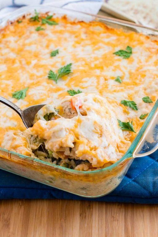 Cheesy Ground Chicken and Rice Bake