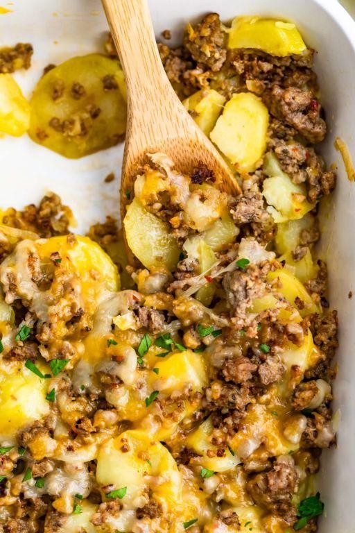 Cheesy Italian Sausage and Potato Casserole