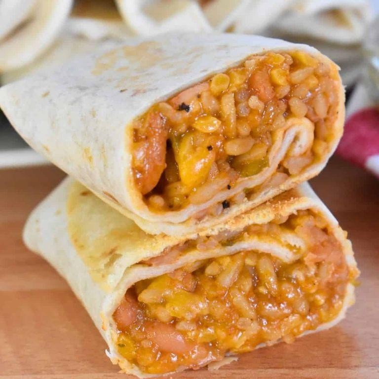Cheesy Pinto Bean and Rice Burrito