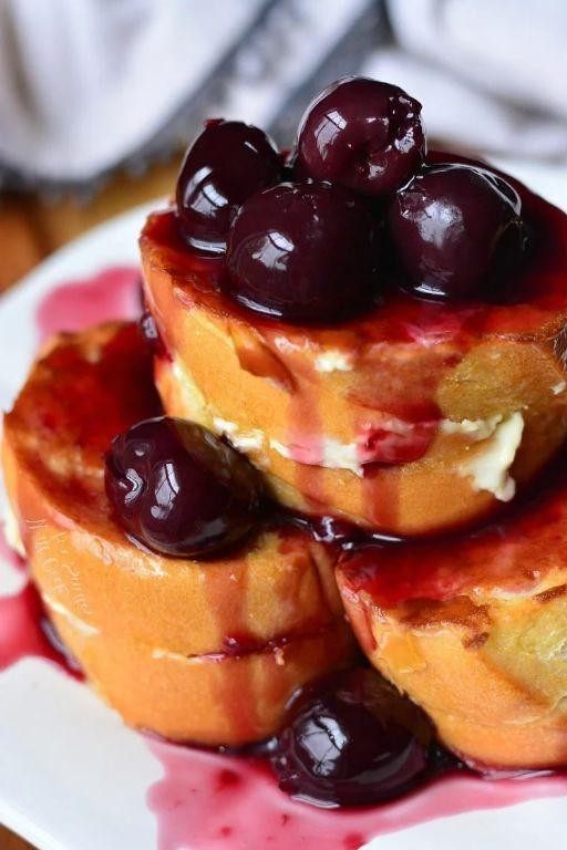 Cherry Cheesecake Stuffed French Toast