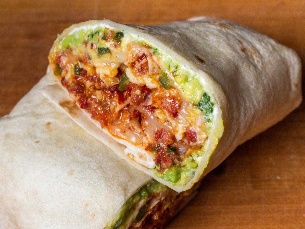 Chicharrón Breakfast Burrito with Scrambled Eggs