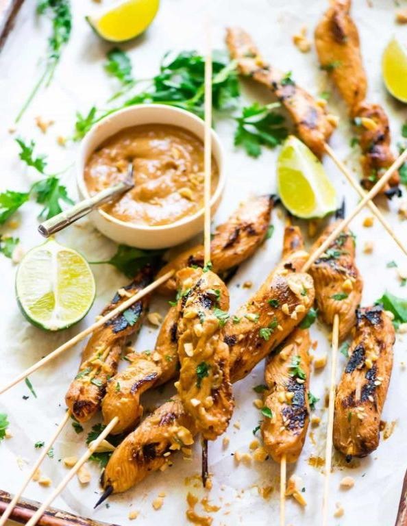 Chicken Satay Skewers with Peanut Sauce