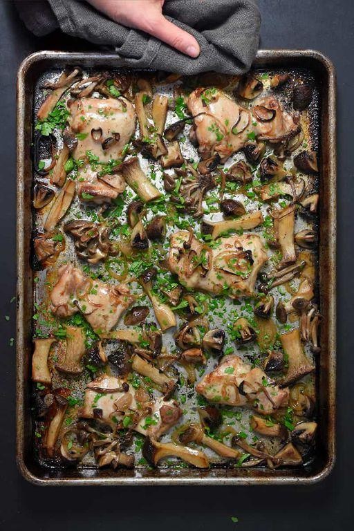 Chicken Spinach and Mushroom Sheet Pan Dinner