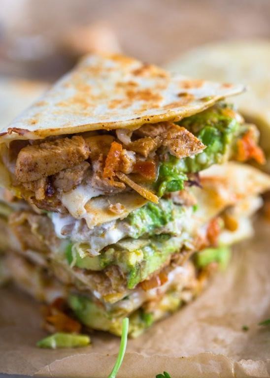Chicken and Tomato Quesadillas with Avocado