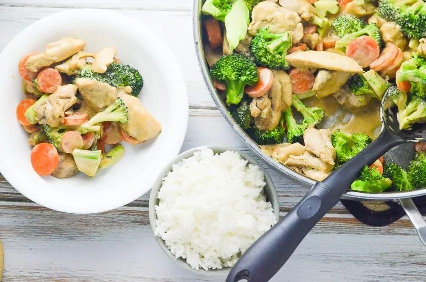 Chicken and Vegetable Stir-Fry with Almond Butter Sauce
