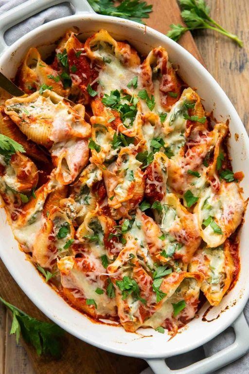 Chicken of the Woods and Spinach Stuffed Shells