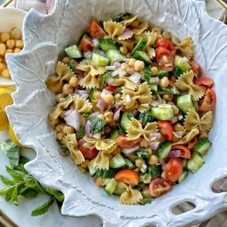Chickpea and Cucumber Bow Tie Pasta Salad