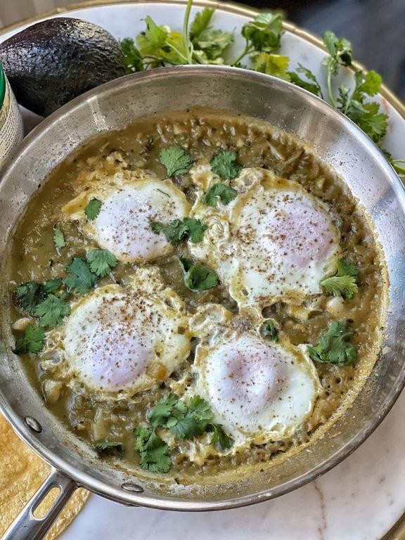 Chile Verde Breakfast Hash with Eggs