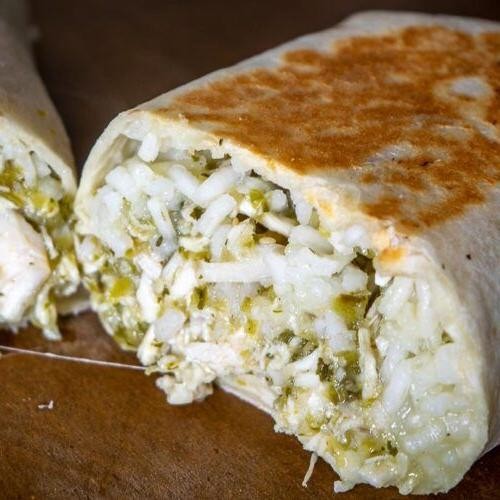 Chile Verde Burritos with Cilantro Lime Rice