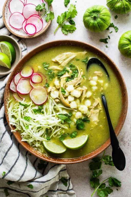 Chile Verde Pozole with Radishes