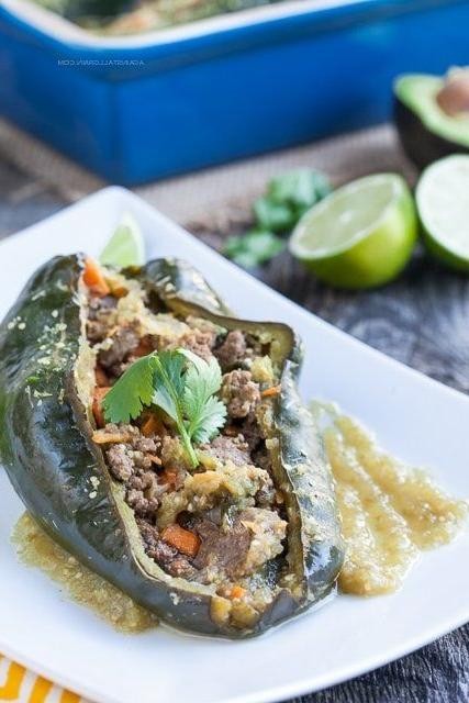 Chile Verde Stuffed Peppers