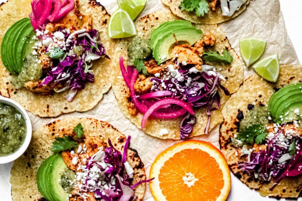 Chile Verde Tacos with Pickled Onions