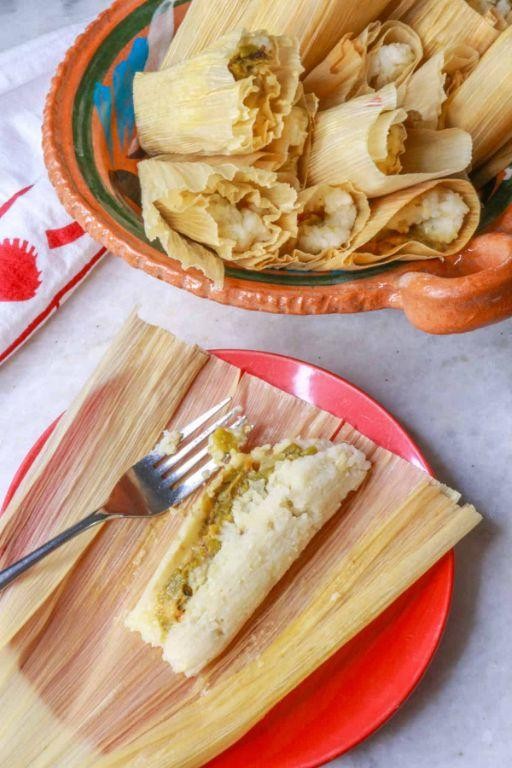 Chile Verde Tamales with Masa Harina