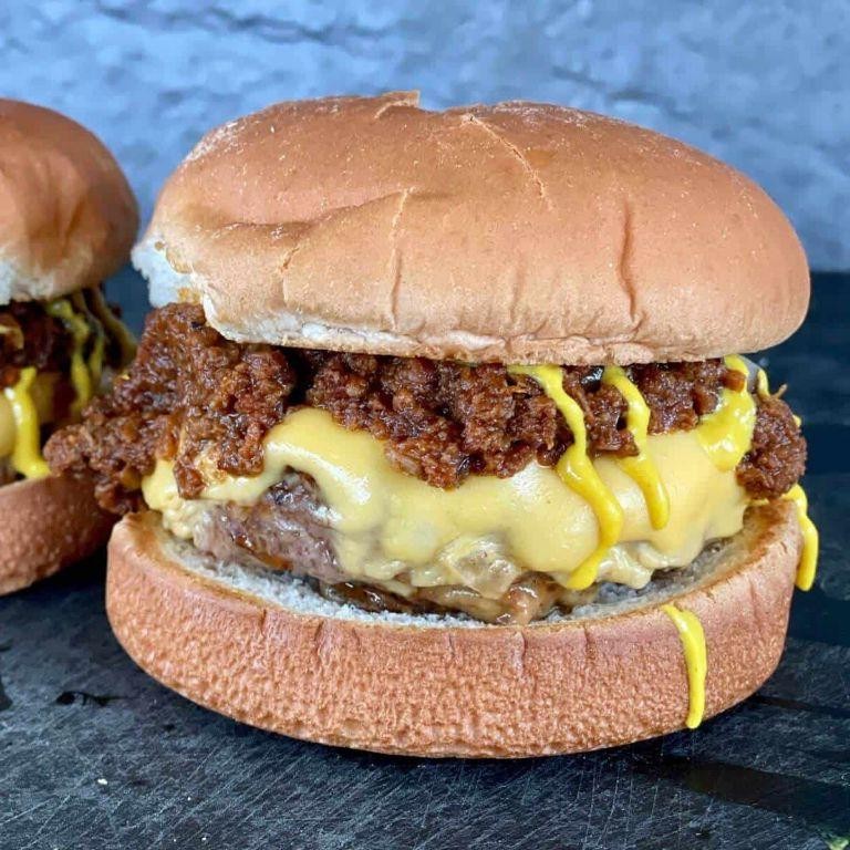 Chili Cheese Burger with Homemade Chili